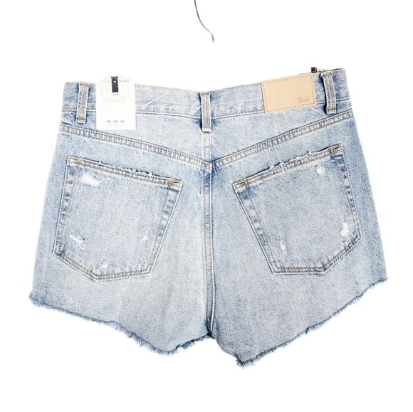 ZARA Hi rise frayed denim jean shorts distressed - Picture 2 of 4